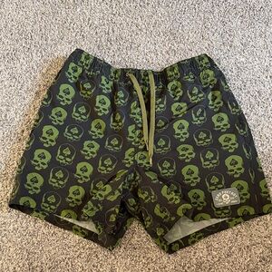 Zero Foxtrot Black with Green Skull Shorts